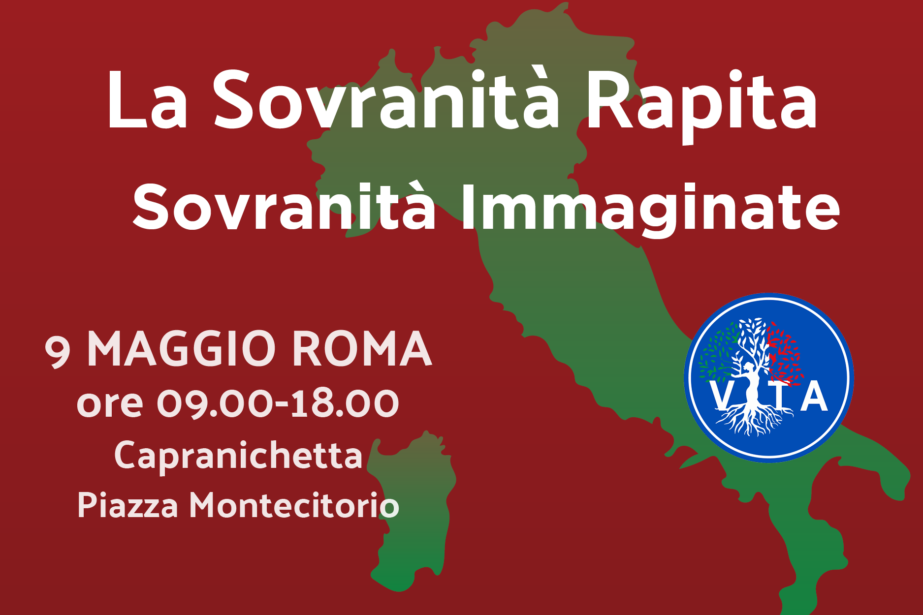 VITA al Capranichetta il 9 Maggio 2023 con l’evento “La Sovranità Rapita e Sovranità Immaginate”